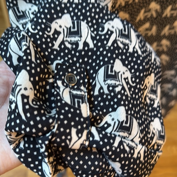 Pixley Black and Tan Elephant Print Blouse - Picture 3 of 3
